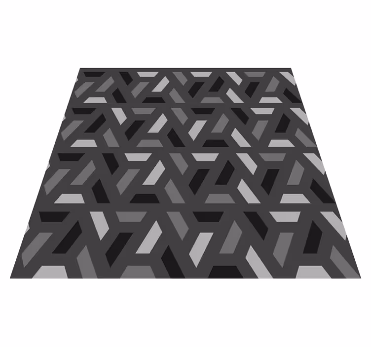 Black vinyl rug with geometric triangles in black tones - TenStickers