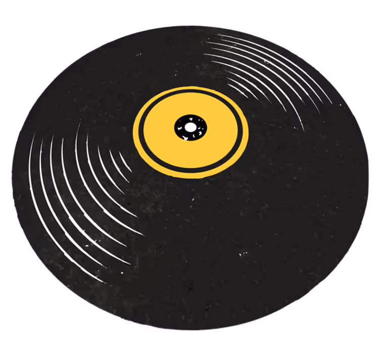 Black vinyl rug inspired by vintage records - TenStickers
