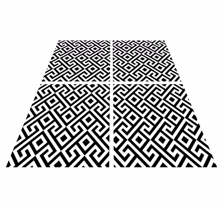 Black vinyl rug with intricate black and white pattern - TenStickers