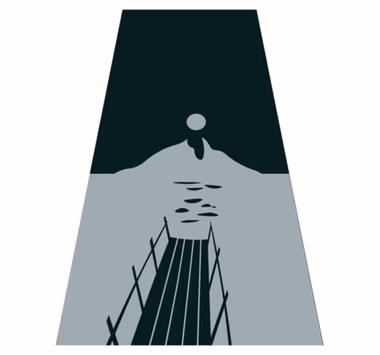 Black vinyl rug wooden dock to a lake with mountains - TenStickers