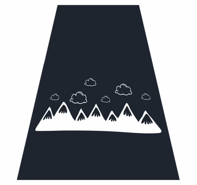 Black vinyl rug with hand-drawn mountains and clouds - TenStickers