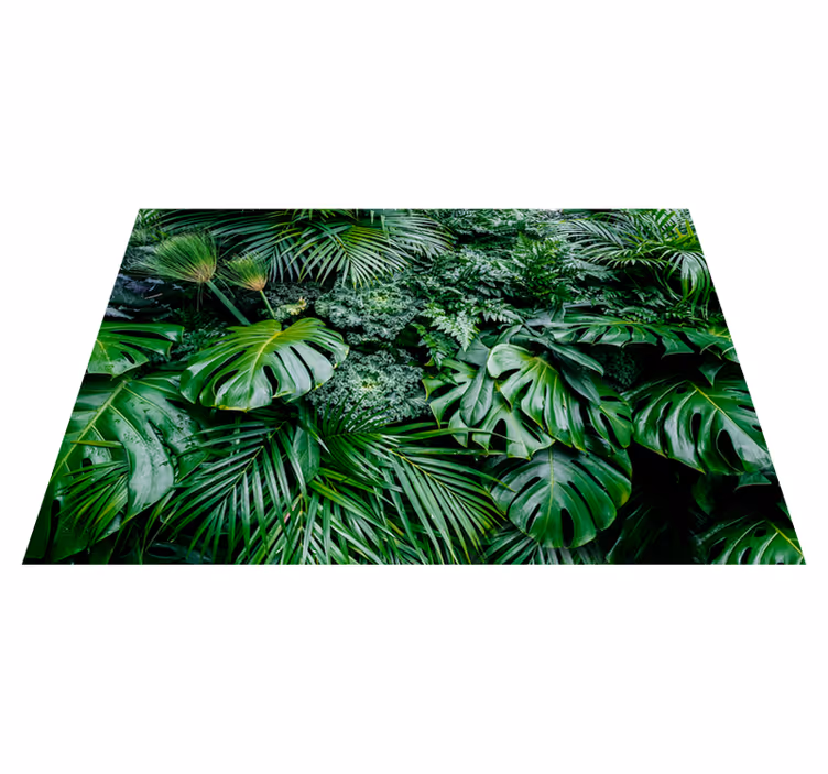 Green vinyl rug inspired by sunny jungle wallpaper - TenStickers