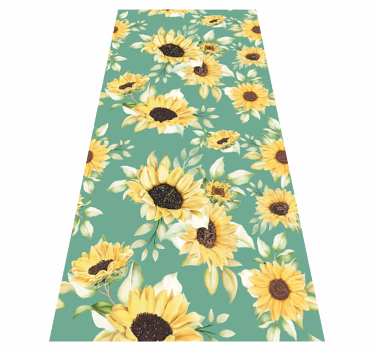 Green vinyl rug with small floral spring design - TenStickers