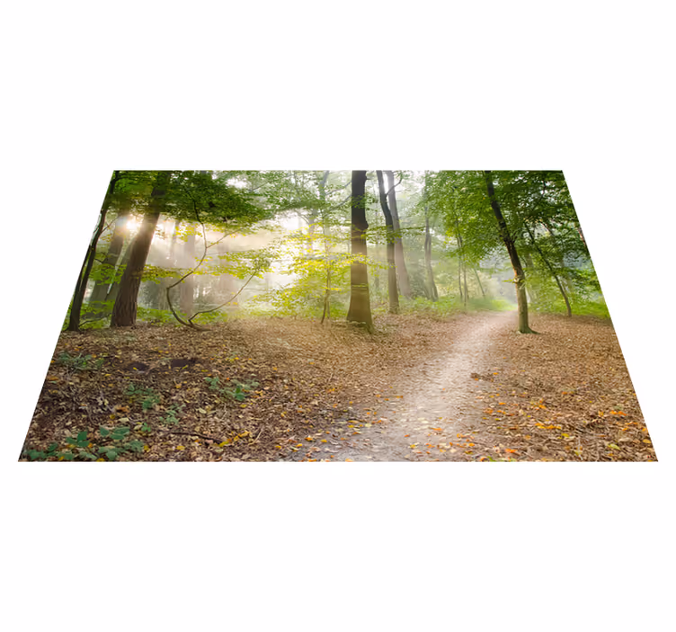 Green vinyl rug tranquility of the forest path - TenStickers