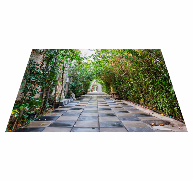 Green vinyl rug serene garden pathway - TenStickers