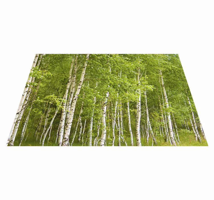 Green vinyl rug birch tree - TenStickers