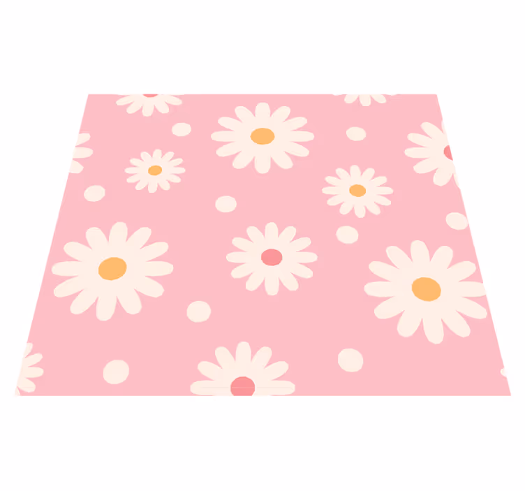Outdoor vinyl rug with pink vintage daisy design - TenStickers