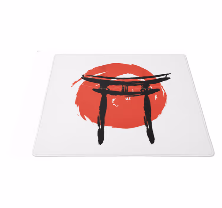 Red vinyl rug with japanese-style painting - TenStickers