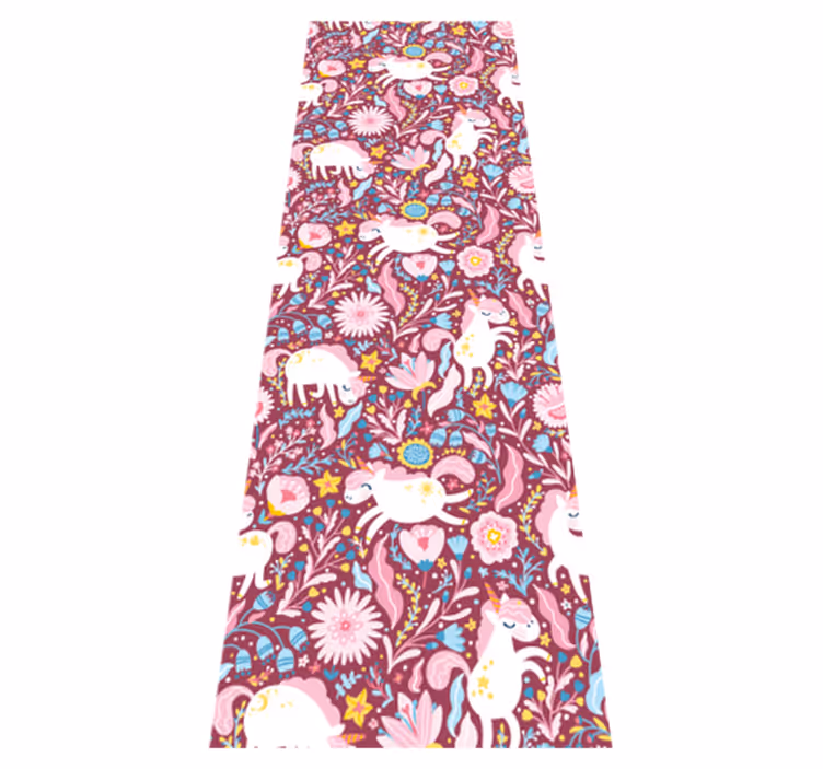 Pink vinyl rug with beautiful unicorn pattern - TenStickers