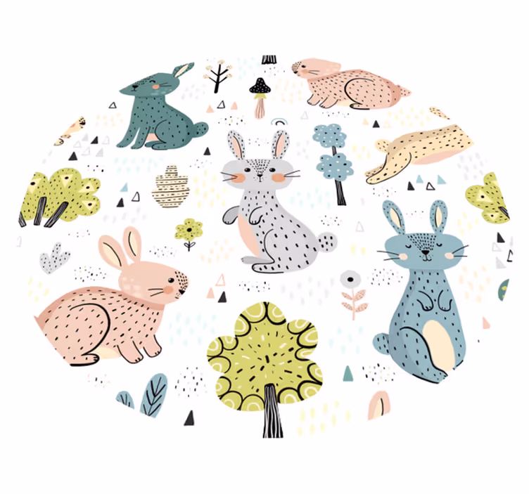 circular bunny illustrative nursery rugs - TenStickers