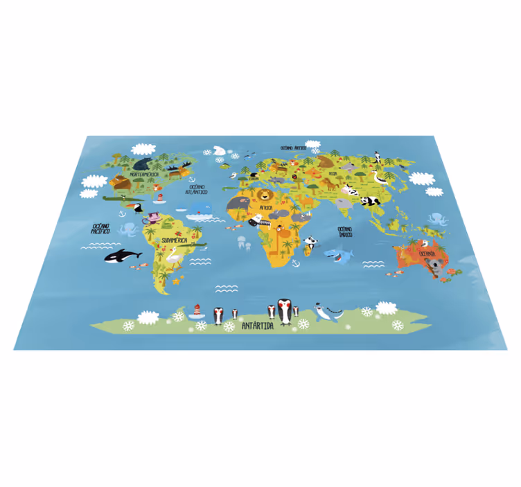 Colorful Educational Cartography world map rug - TenStickers