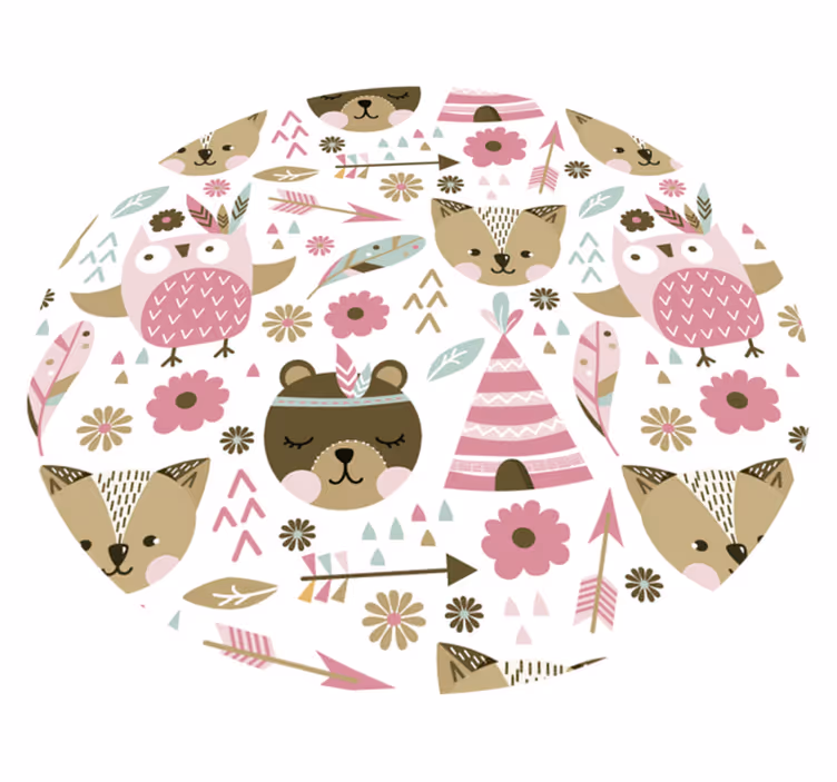 Children's Animal Patterns circular rug - TenStickers