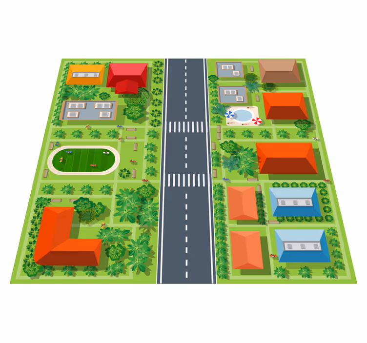Playful Townscape playroom carpet - TenStickers