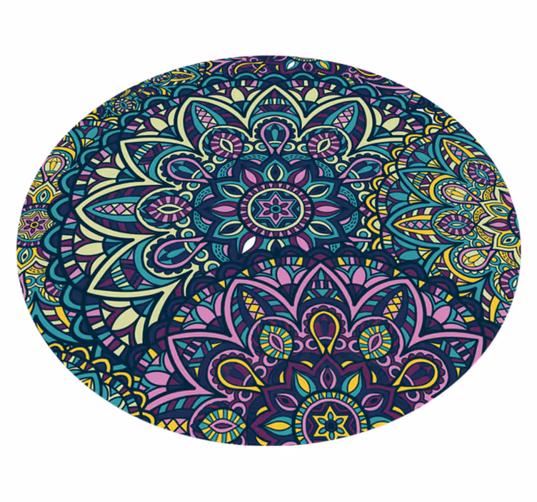 Marvellous round composition mandala vinyl rug - TenStickers