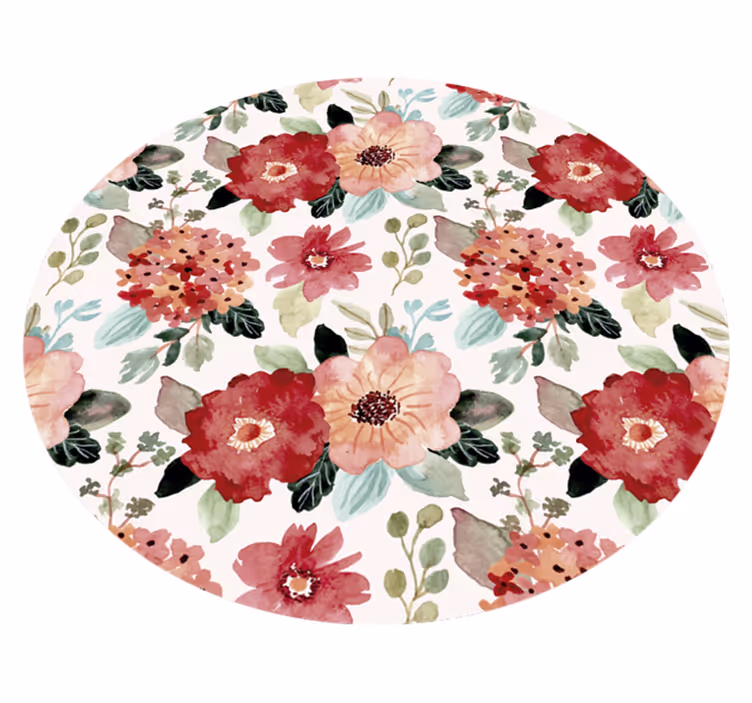 Floral Circle Motif floral vinyl rug - TenStickers