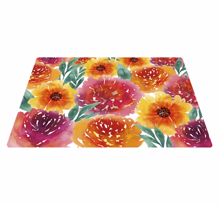 Floral Watercolor floral vinyl rug - TenStickers