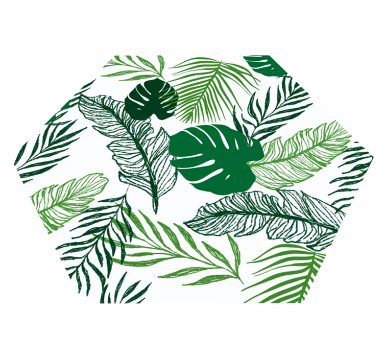 Tropical Foliage Hexagon floral vinyl rug - TenStickers