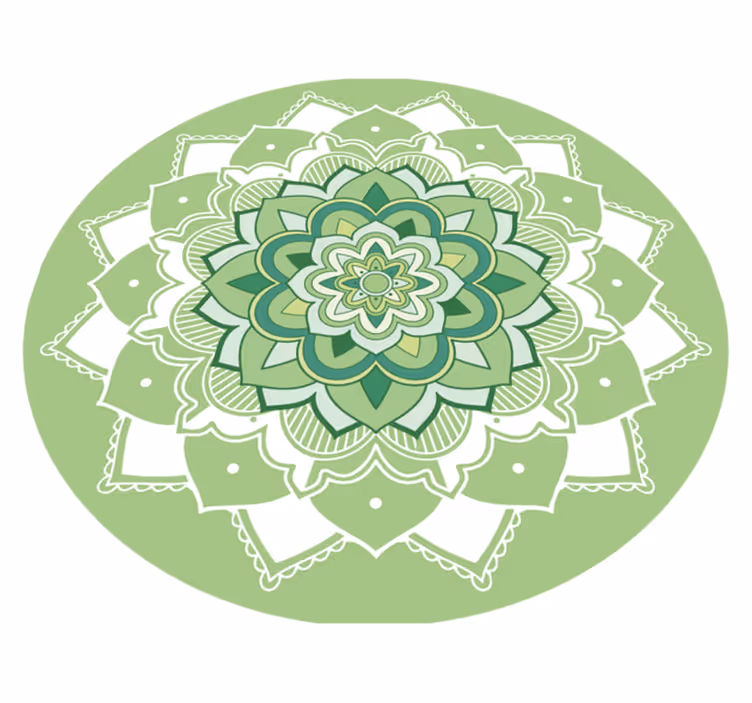 Green Mandala Design mandala vinyl rug - TenStickers