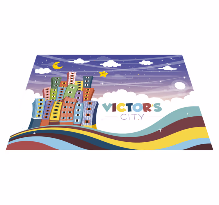 magnificent sweet city vinyl rug with name - TenStickers