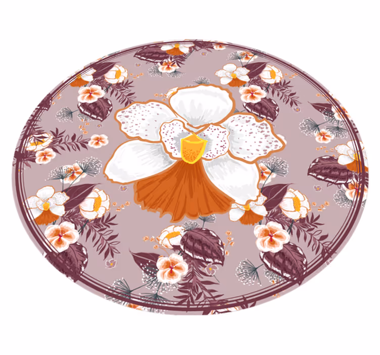 Floral Patterned Circle floral vinyl rug - TenStickers