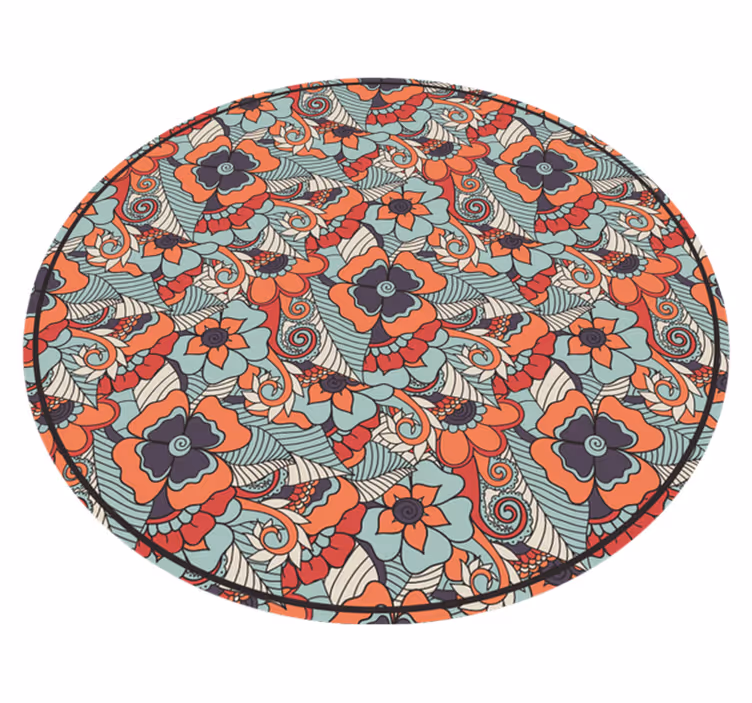 Floral Mandala Pattern floral vinyl rug - TenStickers