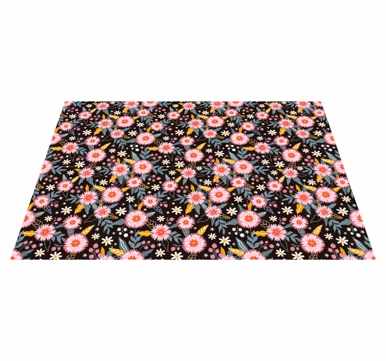 Floral Motif Detail floral vinyl rug - TenStickers