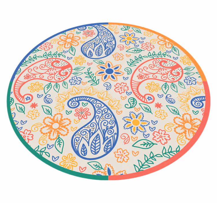 Floral Paisley Motifs floral vinyl rug - TenStickers