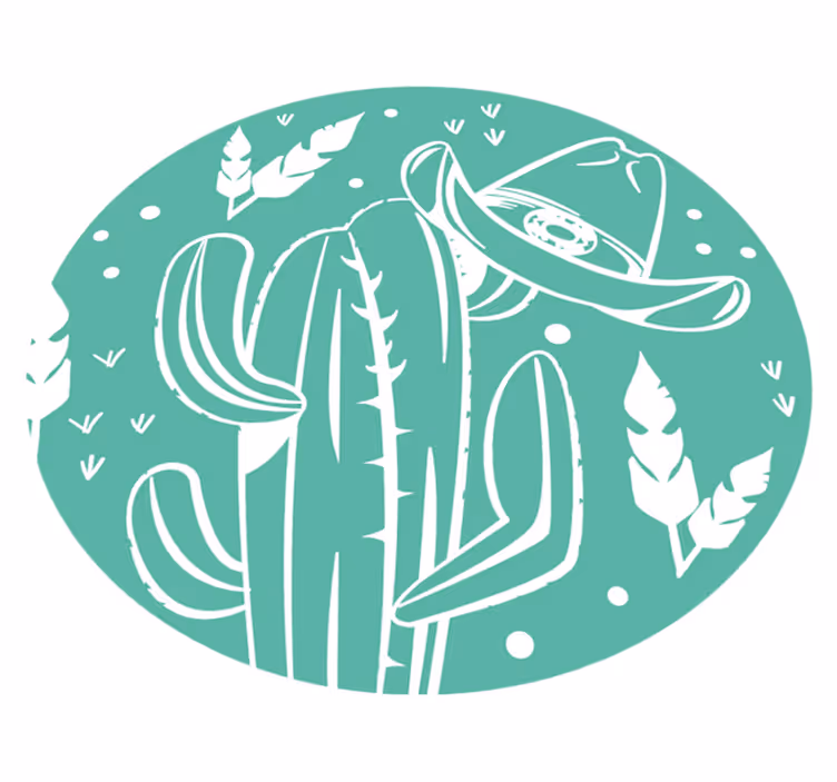 Botanical Cactus Theme floral vinyl rug - TenStickers