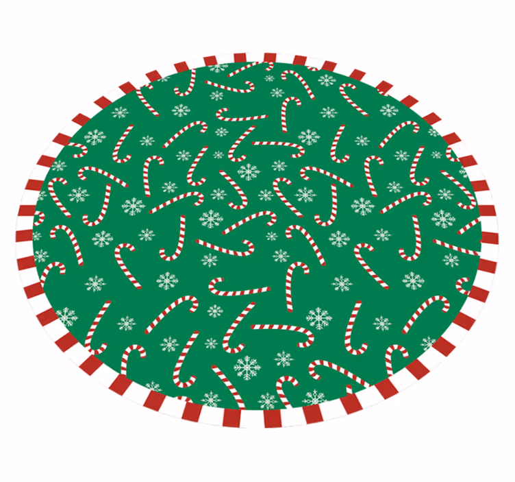 Candy Cane Circle Christmas vinyl rug - TenStickers