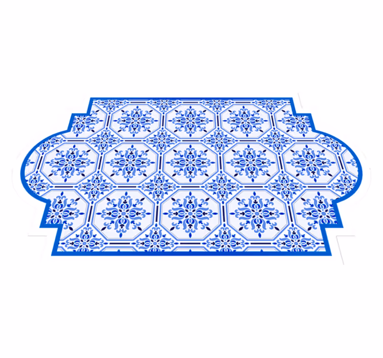 Ornate Blue Tiles tile vinyl rug - TenStickers