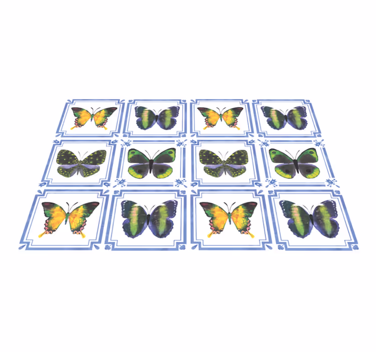 colourful butterfly tiles animal rug - TenStickers