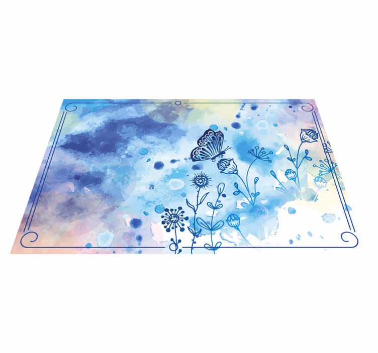 floral draw and butterflies animal rug - TenStickers