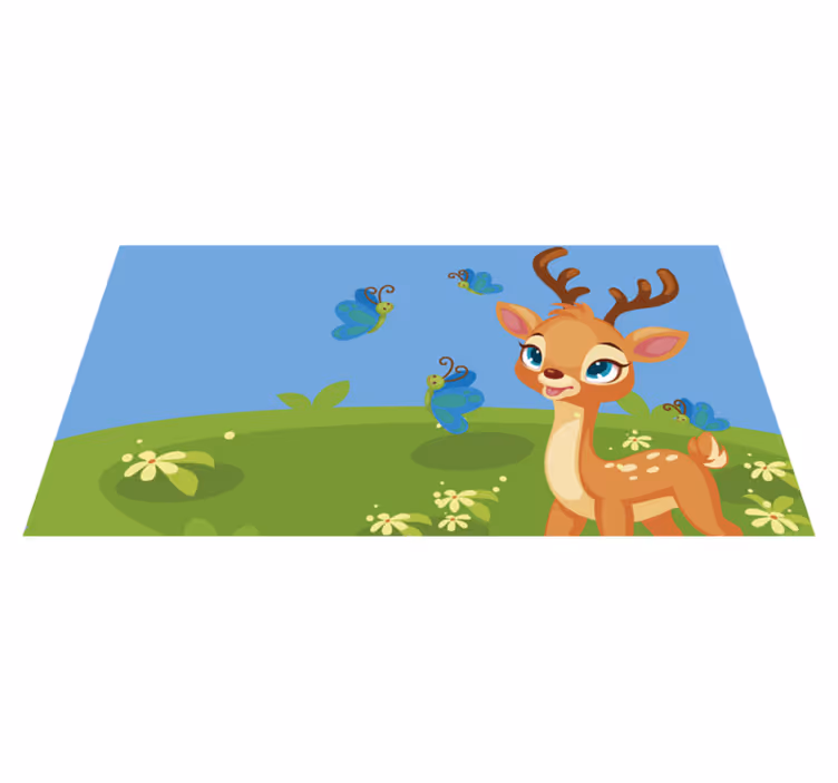 Fawn Meadow Scene kids vinyl rug - TenStickers