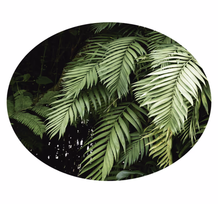 Tropical Foliage Circle floral vinyl rug - TenStickers
