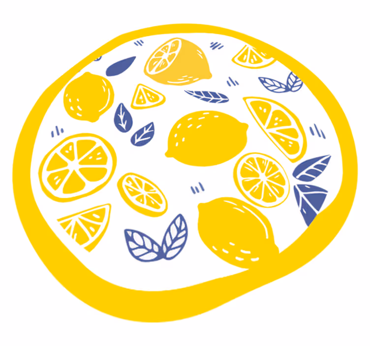 Citrus Pattern Circle floral vinyl rug - TenStickers