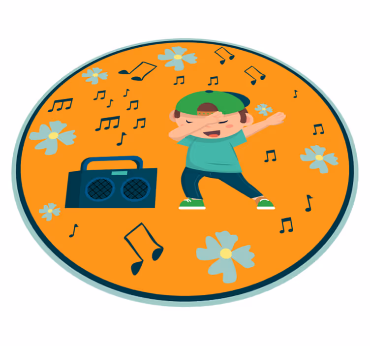Dancing kid and radio stereo vinyl rug - TenStickers