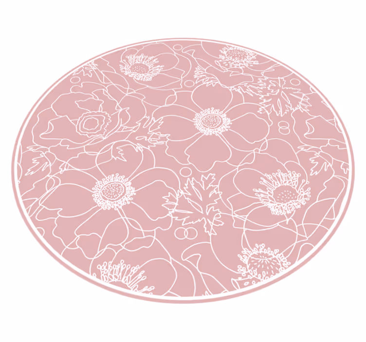 Floral Outline Motif floral vinyl rug - TenStickers