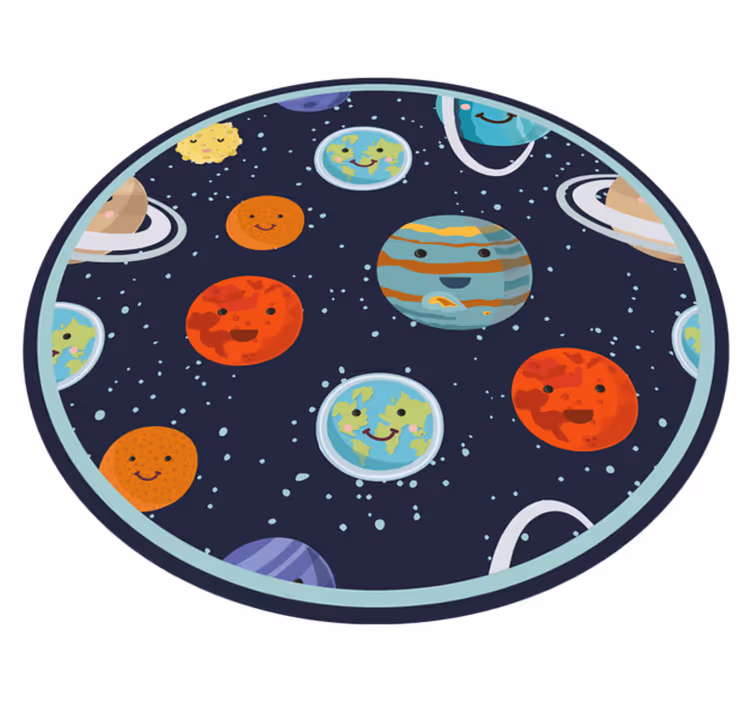 Smiling Planets Circle playroom rug - TenStickers