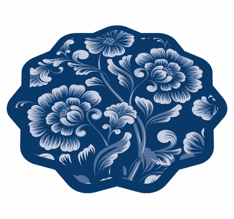 Floral Motif Accent floral vinyl rug - TenStickers
