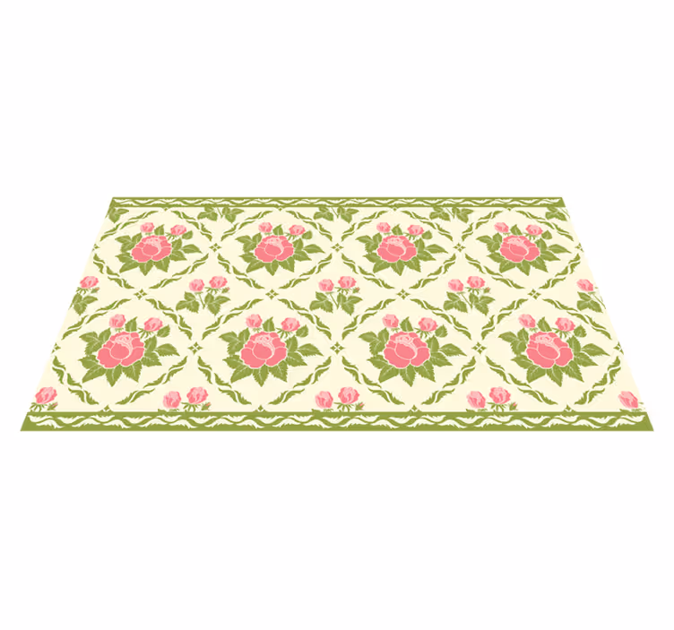 Floral Rose Pattern floral vinyl rug - TenStickers
