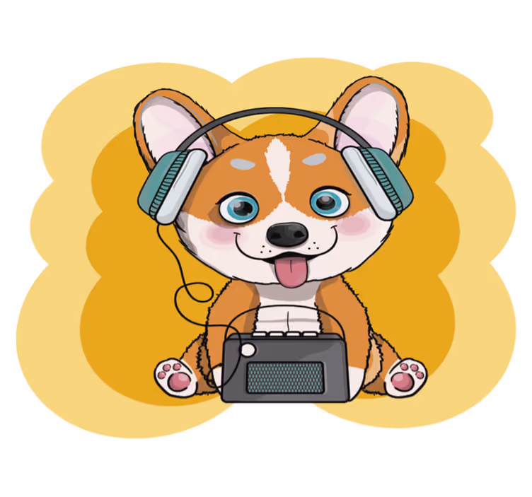 Puppy Headphones Illustration kids vinyl rug - TenStickers