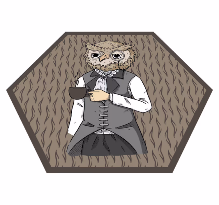 Dapper Owl Illustration animal vinyl rug - TenStickers