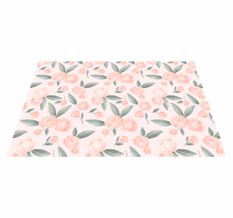 Botanical Peonies floral vinyl rug - TenStickers