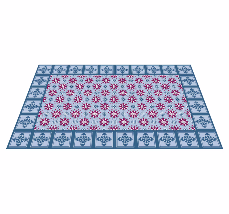 Blue and pink tile kitchen vinyl carpet - TenStickers