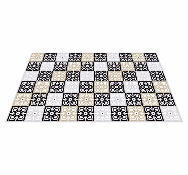 Ornate Patterned Tiles kitchen vinyl rug - TenStickers
