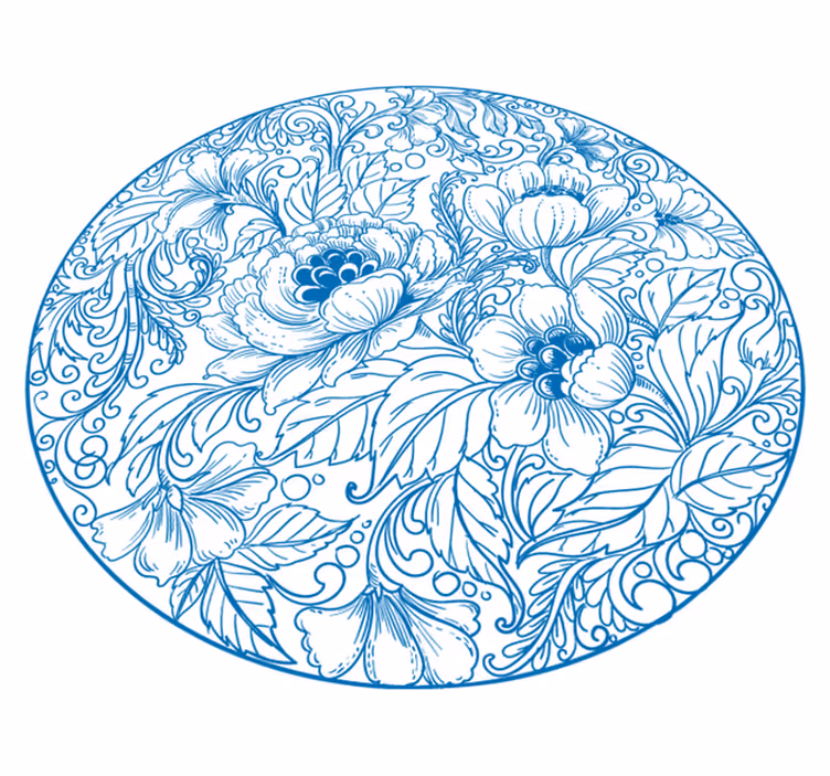 Floral Pattern Round floral vinyl rug - TenStickers