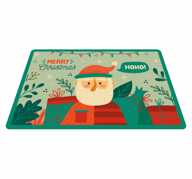 Festive Santa Illustration Christmas vinyl rug - TenStickers