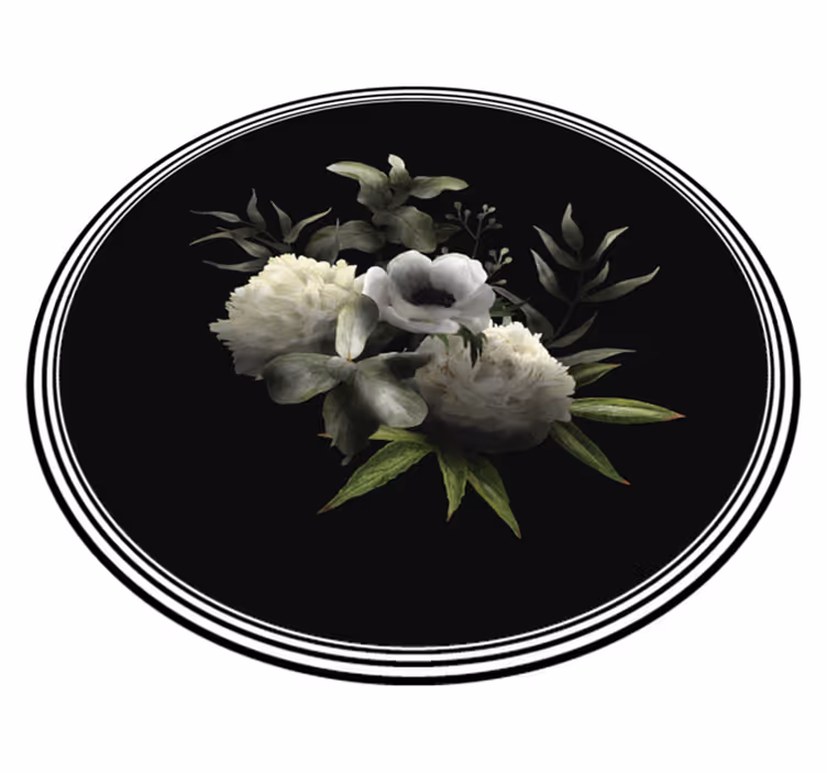 Floral Monochrome Elegance floral vinyl rug - TenStickers