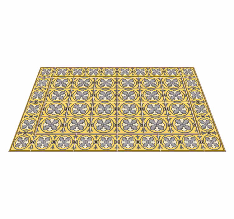 Yellow tone classic tile design kitchen vinyl rug - TenStickers