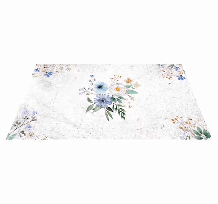 Floral Marble Elegance floral vinyl rug - TenStickers